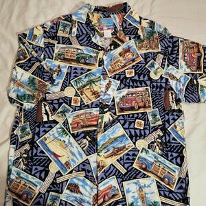 VINTAGE JOE KEALOHAS REYN SPOONER WOODY SURFING HAWAIIAN SHIRT MENS SIZE MEDIUM